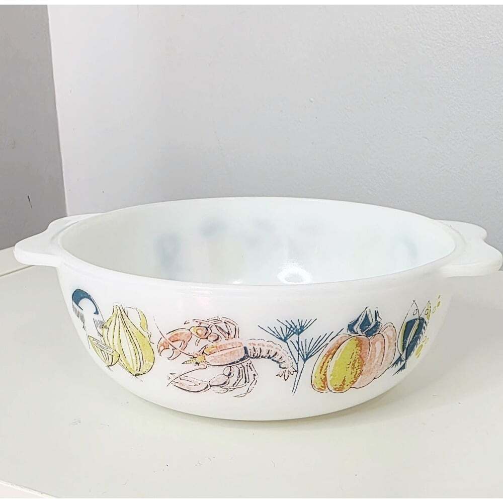 Vintage 1960s JAJ Pyrex "Lobster" Pattern Casserole Dish, Made in England